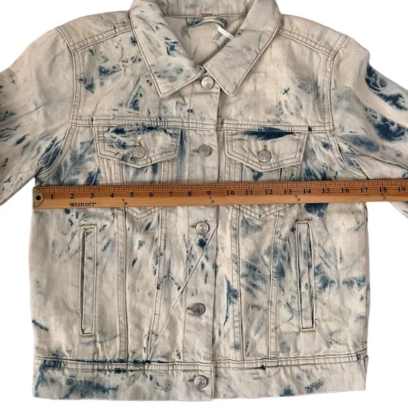 NWT Free People Rumors Bleach Tie Dye Denim Jean Jacket | Jones Tie Dye Blue | S - Picture 4 of 8
